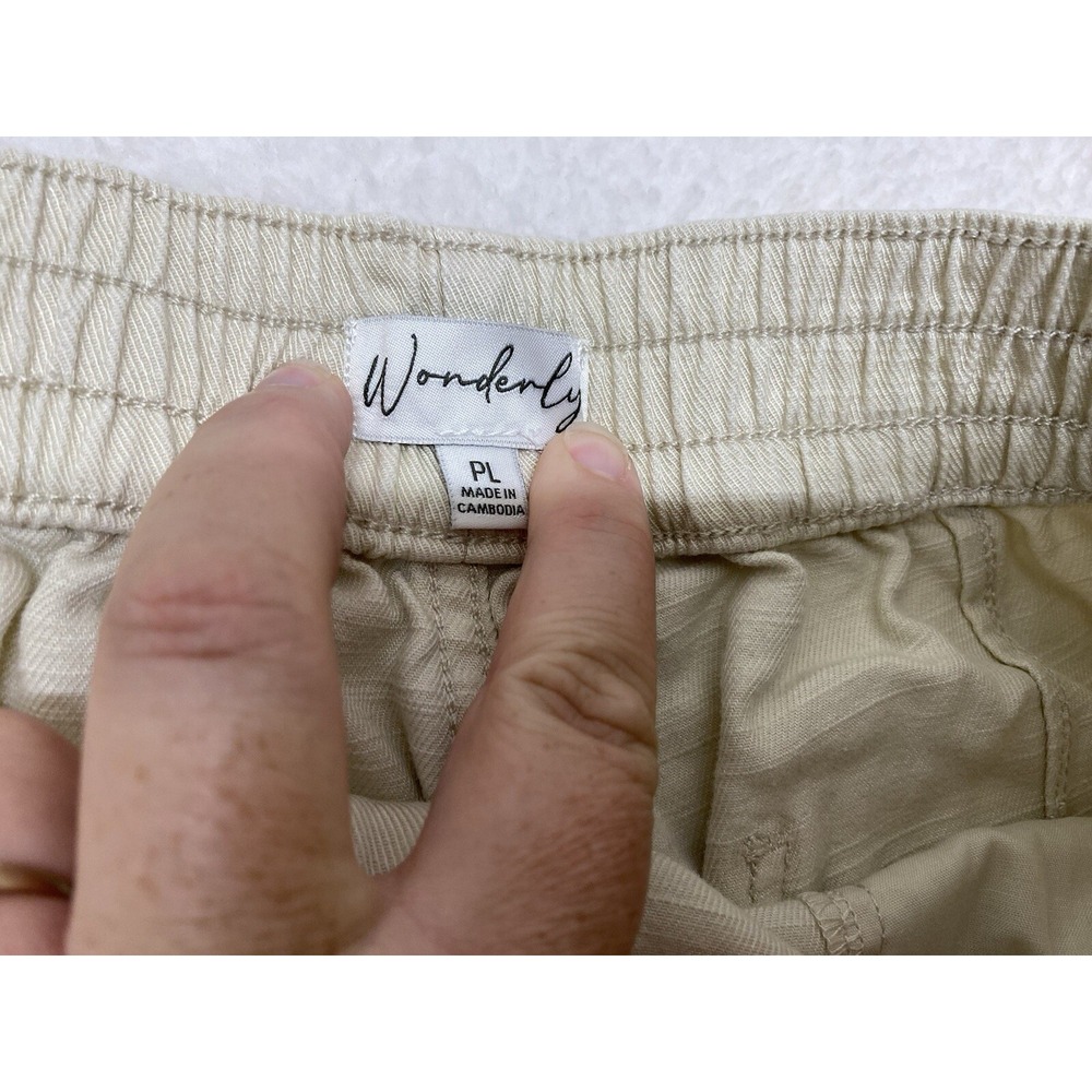 Wonderly Women's Petite Large Beige High Rise Cargo Pants Tapered Leg - Picture 6 of 11